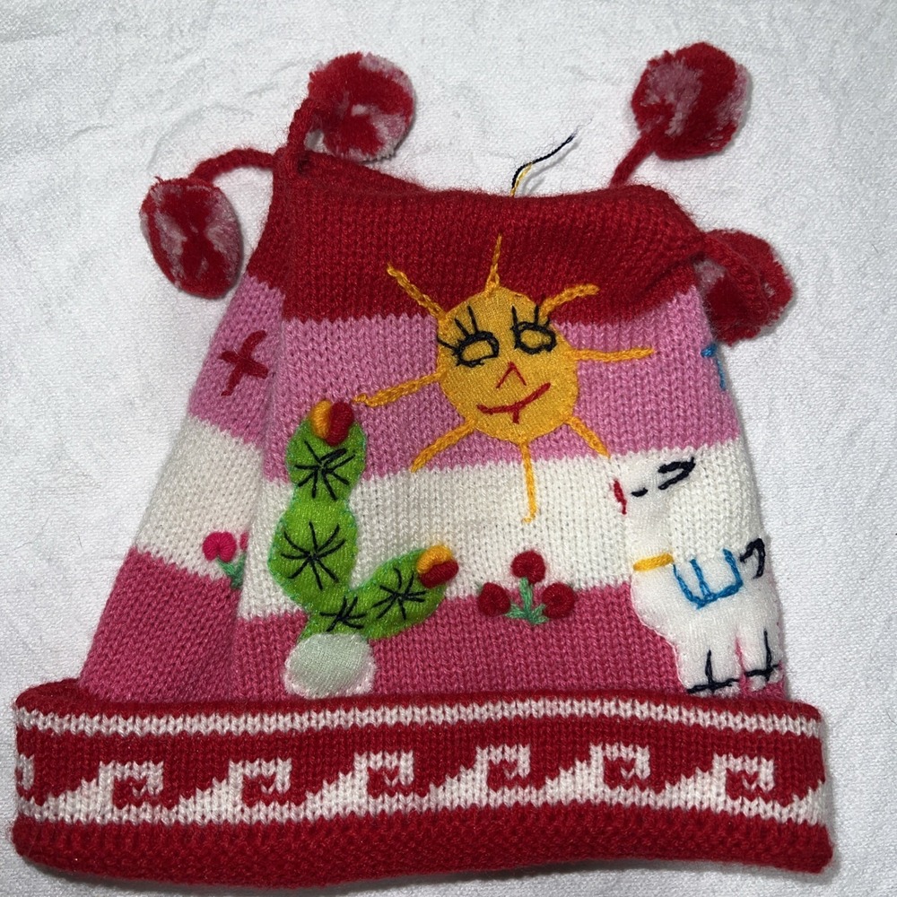 Handmade Chullo for kids - Peruvian Warmer hat for Winter knitting in Woll